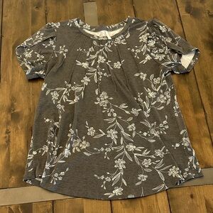 Chic Floral Gray Women's Blouse